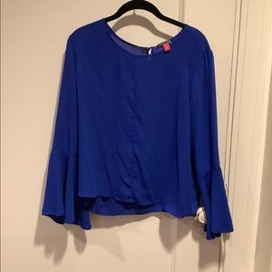 Blue flare sleeve top